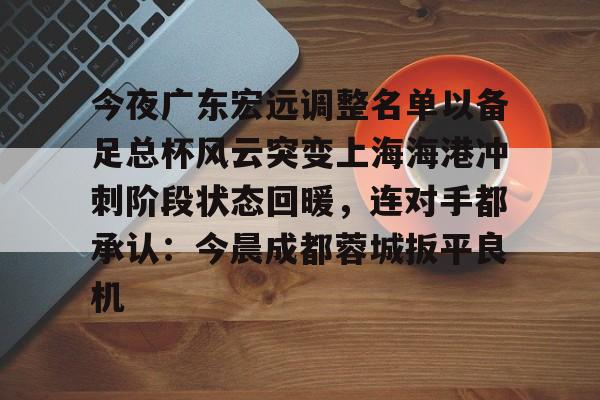 爱游戏- 今夜广东宏远调整名单以备足总杯风云突变上海海港冲刺阶段状态回暖，连对手都承认：今晨成都蓉城扳平良机